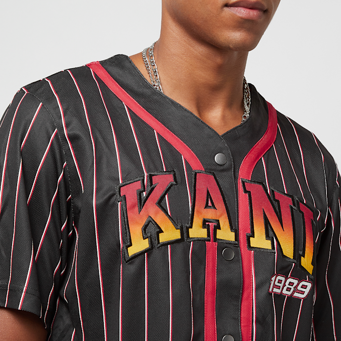 Karl Kani Serif Pinstripe Baseball Shirt Schwarz 19814 3