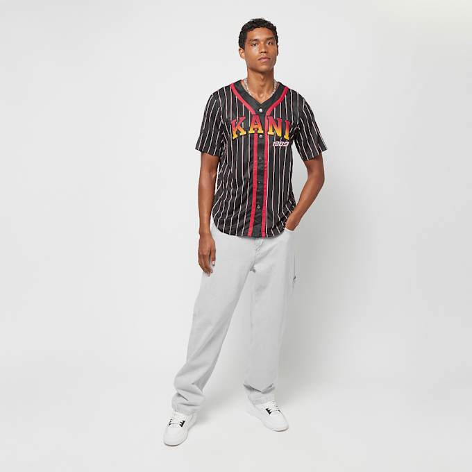 Karl Kani Serif Pinstripe Baseball Shirt Schwarz 19814 4