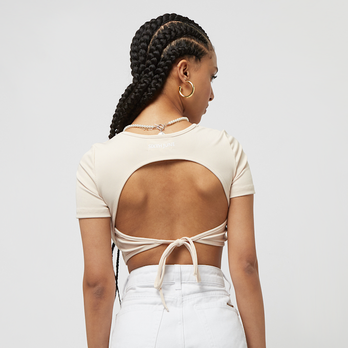 Sixth June Backless Crop Top Beige 26079 3