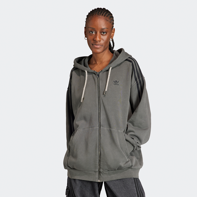 adidas Originals adilenium Oversized Full-Zip Hoodie Grau 24343 1
