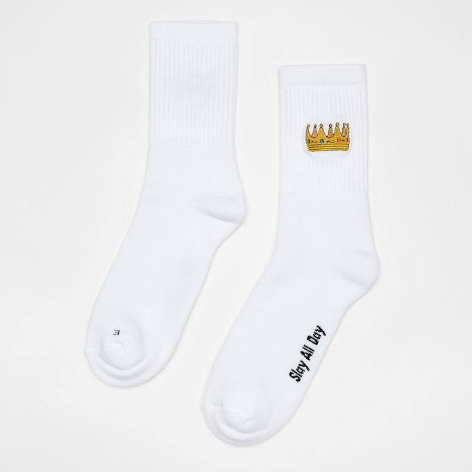 Slay All Day Crown Socks Bianco 30212 1