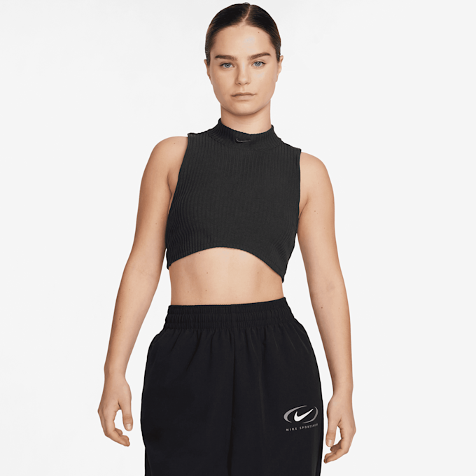 Nike   Sportswear Chill Knit Rib Crop Tanktop negro 30942 1