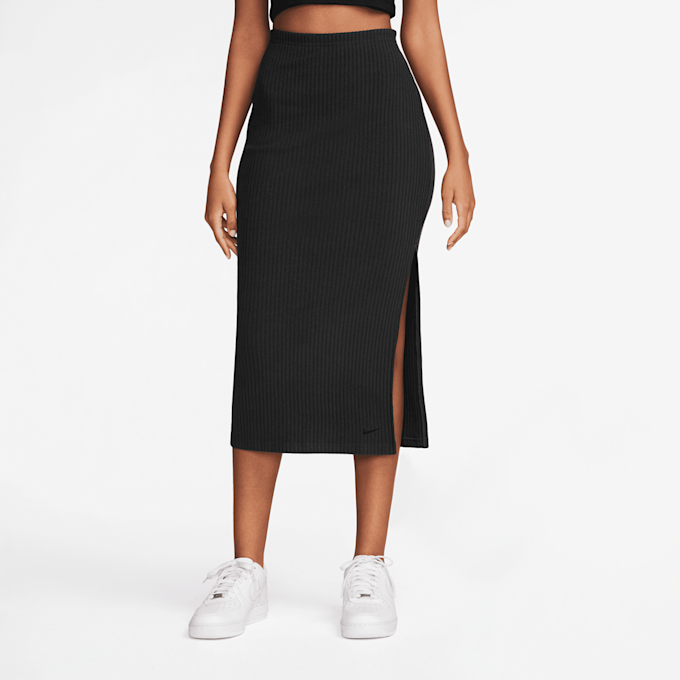 Nike   Sportswear Chill Knit Rib Mid Cut Skirt crna 30954 1