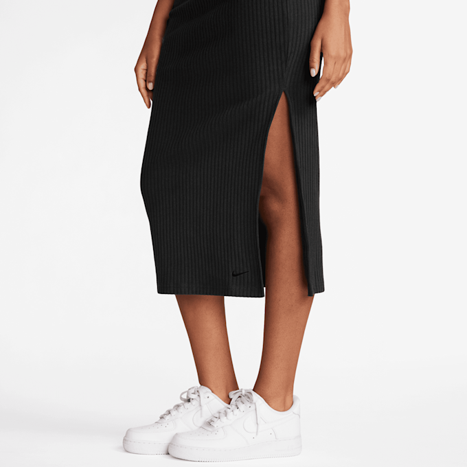 Nike   Sportswear Chill Knit Rib Mid Cut Skirt crna 30954 3