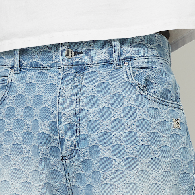 PEQUS Aether Monogram Denim Jorts Blau 31764 3