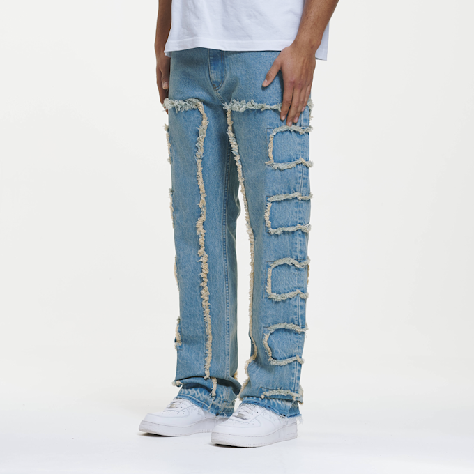 2Y STUDIOS Kosa Destroyed Straight Jeans blau 44350 1