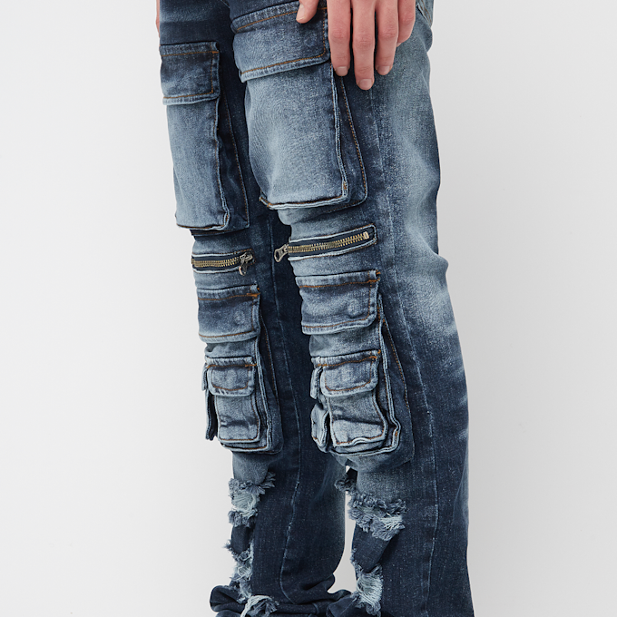 2Y STUDIOS Esteban Multi Pocket Skinny bleu 44358 3