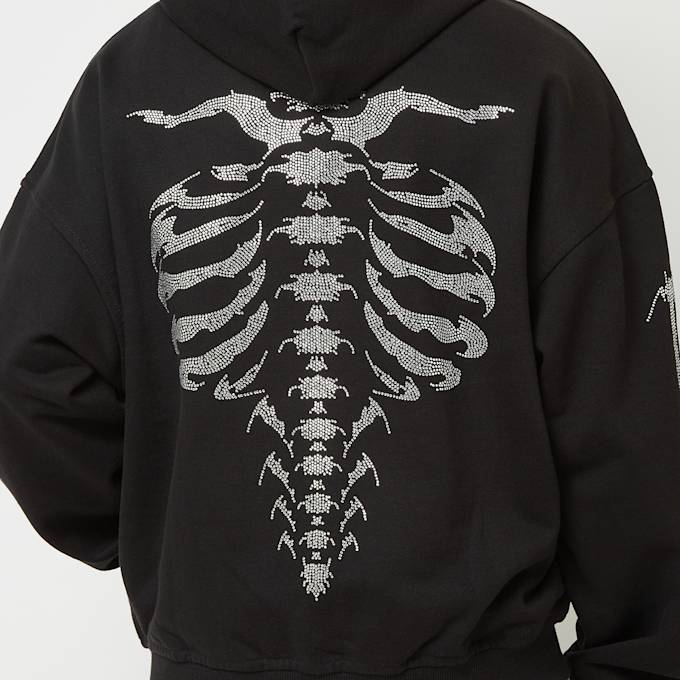 FAVELA Ribcage Rhinestone Frontzip crna 41557 6