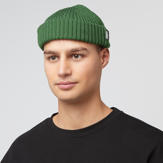 SNIPES Woven Flag Label Basic Fisherman Beanie dark green vert 40593 4