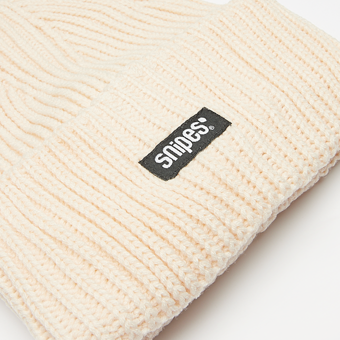 SNIPES Woven Logo Knit Beanie bež 40624 3
