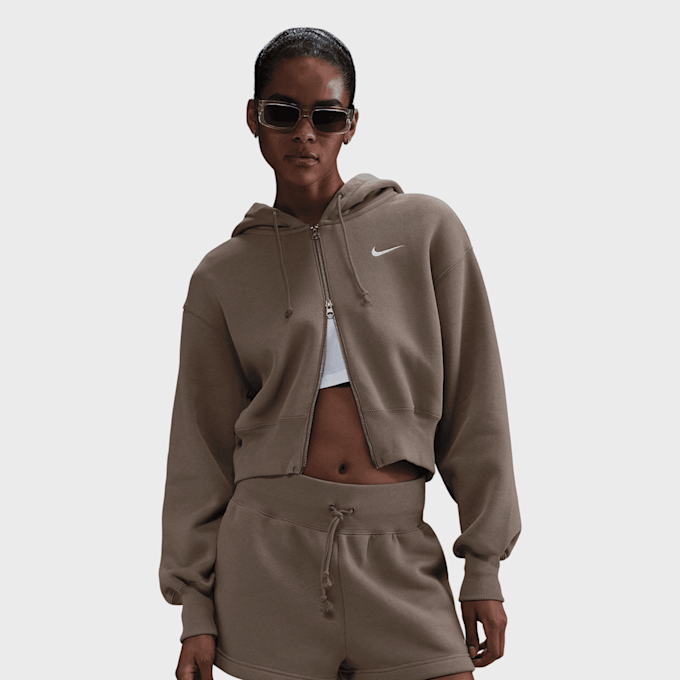 Nike Sportswear Phoenix Fleece Loose Crop Full-Zip Hoodie Marrone 42222 1