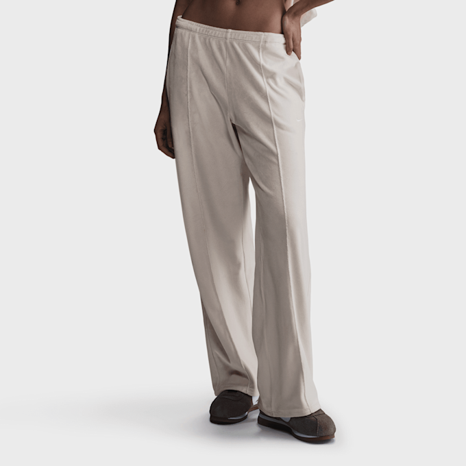 Nike   Sportswear Chill Knit Velour Mid-Rise Open Hem Sweatpants beige 42259 1
