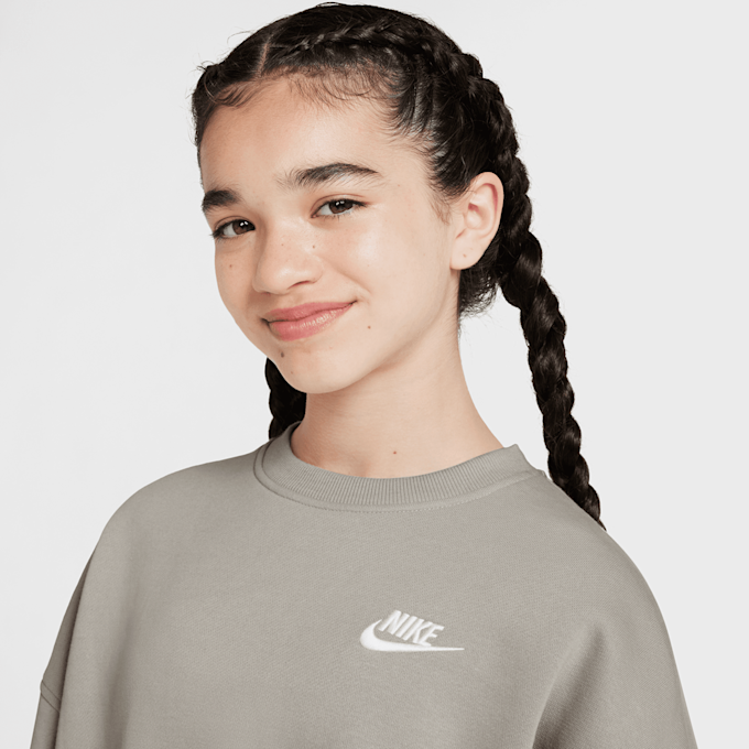 Nike   Sportswear Club Fleece Boxy Crew Low Brand Read siva 42311 3