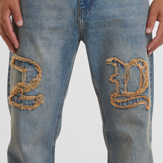 2Y STUDIOS Durga Logo Straight Jeans azul 45841 4