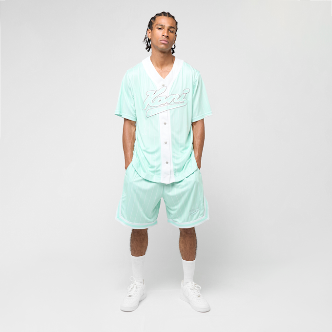 Karl Kani Small Varsity Logo Pinstripe Mesh Shorts azul 47363 4