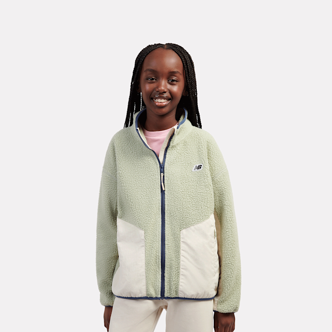 New Balance Premium Borg Fleece Zip Thru Funnel bege 49059 1