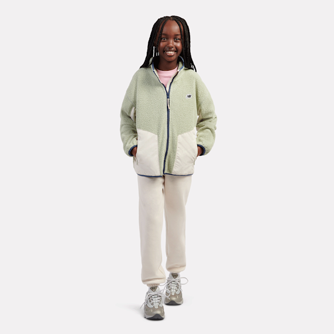 New Balance Premium Borg Fleece Zip Thru Funnel bege 49059 5