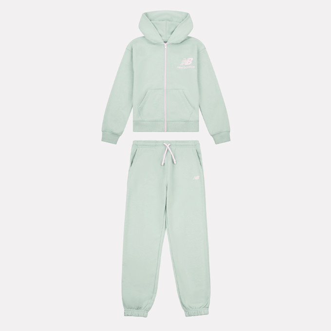 New Balance Set Stacked Logo French Terry Zip Hoodie and Jogger verde 49058 1