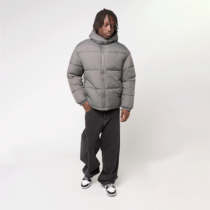 Urban Classics Shiny Puffer Jacket With Hood grigio 49403 5
