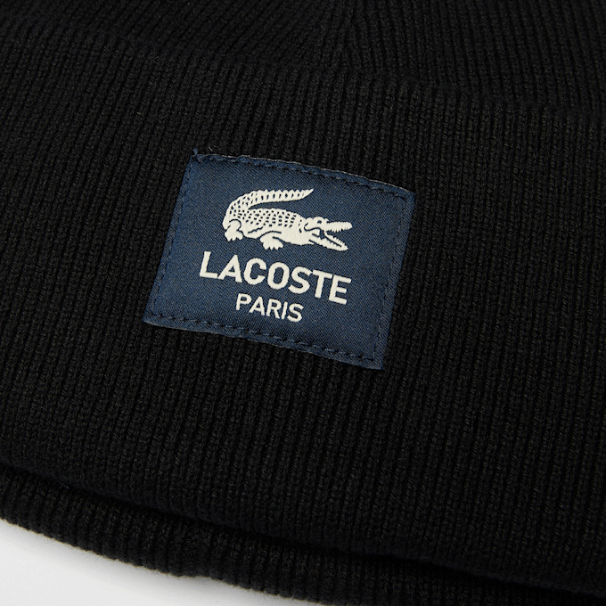 Lacoste Woven Label Beanie zwart 49718 3