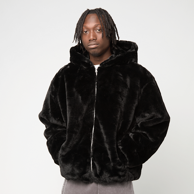 Urban Classics Full Zip Faux Fur Hoodie schwarz 61361 1