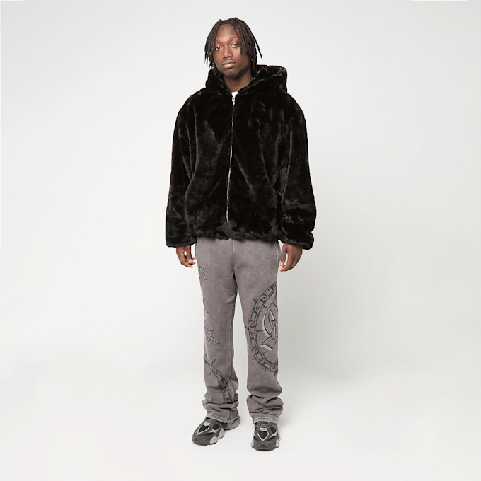 Urban Classics Full Zip Faux Fur Hoodie zwart 61361 4