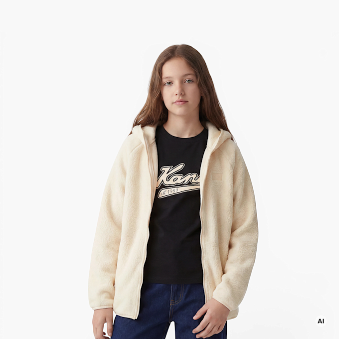 Karl Kani Signature Rubber Patch Teddy Zip Hoodie beige 61419 1