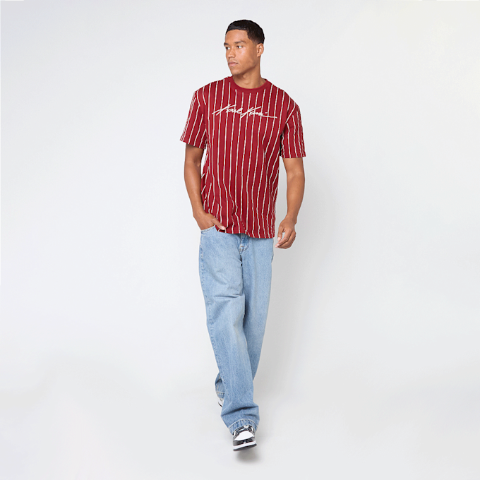Karl Kani Autograph Pinstripe Jersey Boxy T-Shirt czerwony 61422 4