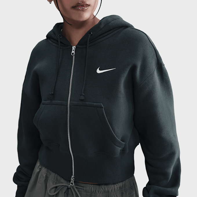 Nike Sportswear Phoenix Fleece Loose Full-Zip Cropped Hoodie Verde 91783 3
