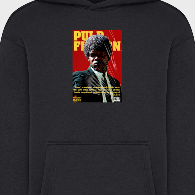 Mister Tee Pulp Fiction Jules Magazine Cover Fluffy Hoody schwarz 93455 3