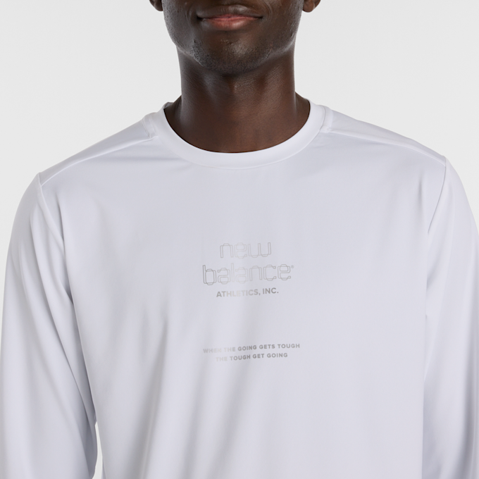 New Balance Reflective Poly Long Sleeve T-Shirt branco 93646 4