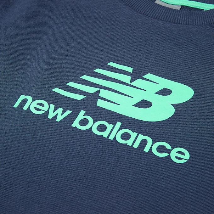 New Balance French Terry Stacked Logo Crew & Jog Set Blau 94367 3
