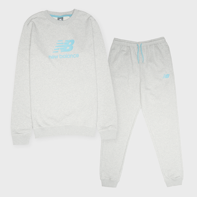 New Balance French Terry Stacked Logo Crew & Jog Set cinzento 94369 1