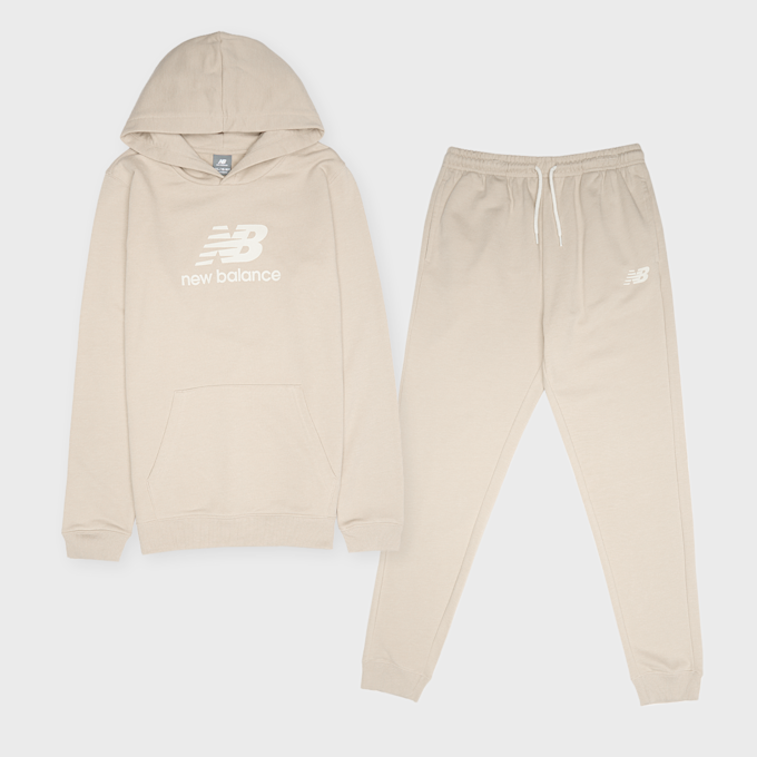 New Balance French Terry Stacked Logo Crew & Jog Set bege 94377 1