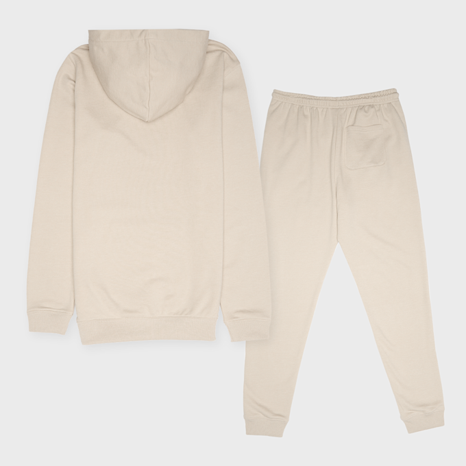 New Balance French Terry Stacked Logo Crew & Jog Set beige 94377 2