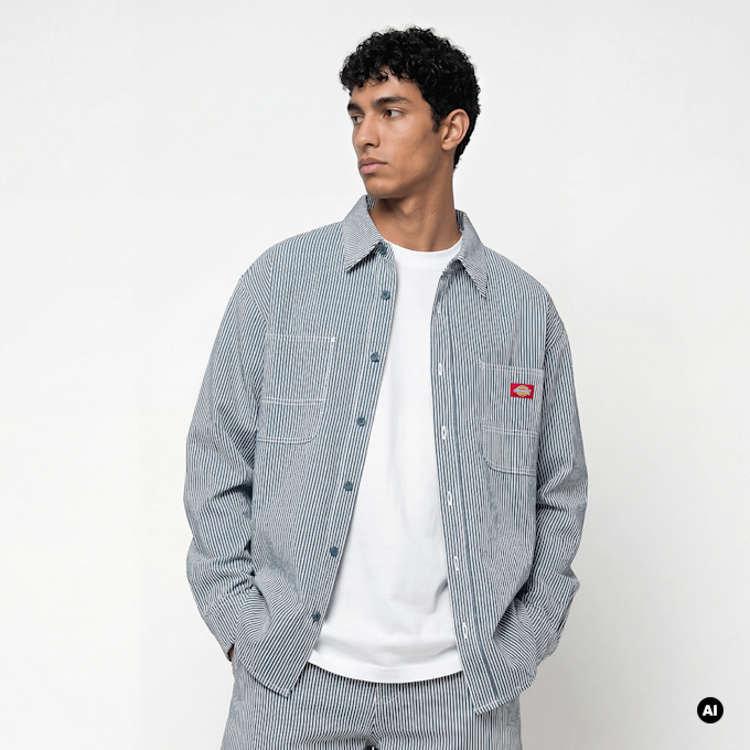 Dickies Hickory Work Longsleeve Shirt bleu 94933 1