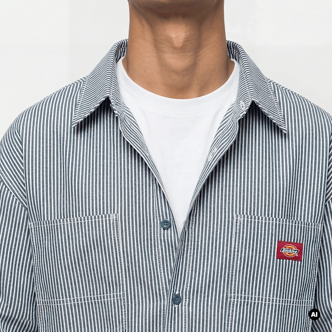 Dickies Hickory Work Longsleeve Shirt bleu 94933 3