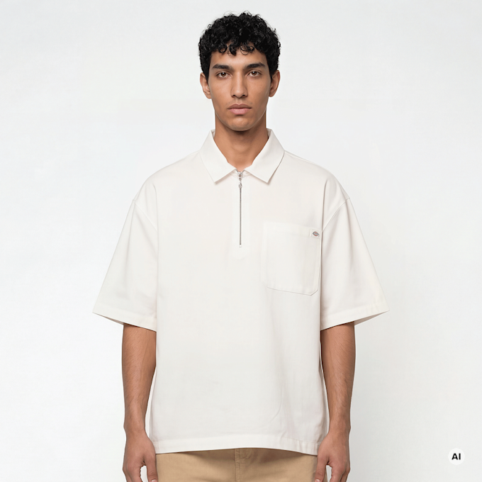 Dickies Cadiz Quarter Zip Shortsleeve Shirt beige 94947 1