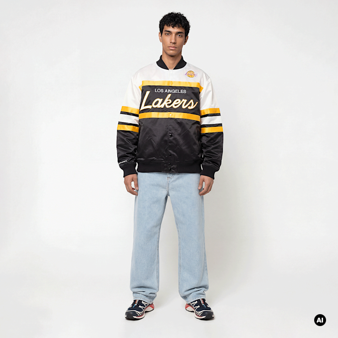 Mitchell & Ness NBA L.A. Lakers Team Color Head Coach Light Weight Satin Jacket schwarz 95043 6