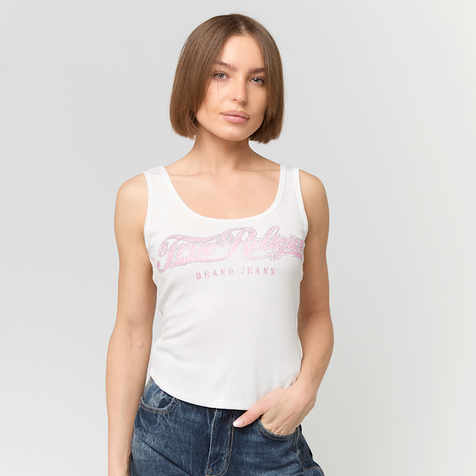 True Religion Crystal Square Neck Rib Tank weiß 97119 1