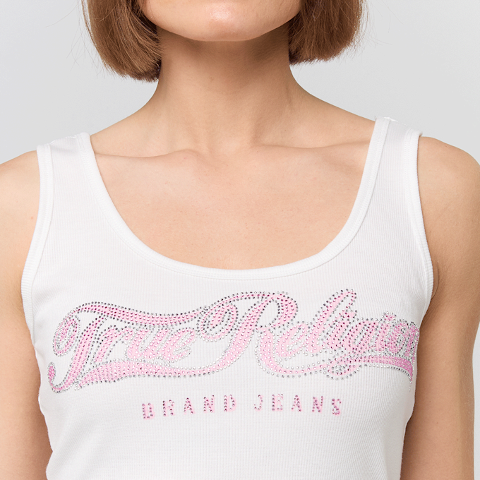 True Religion Crystal Square Neck Rib Tank bianco 97119 3