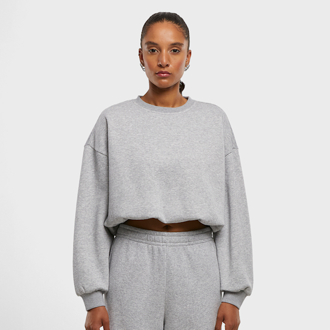 Urban Classics Ladies Cropped Gathered Sweatshirt cinzento 96325 1