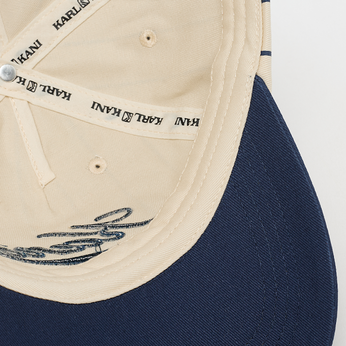 Karl Kani Cursive Varsity Pinstripe Baseball Cap off white/dark blue wit 96329 3