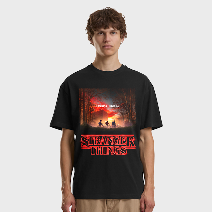Mister Tee Stranger Things Upside Down Loose Tee Schwarz 97385 1