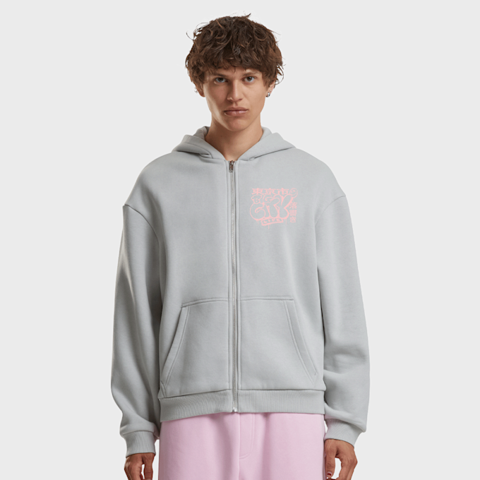 Mister Tee Tokyo City Life Fluffy Zip Hoody grijs 97791 2
