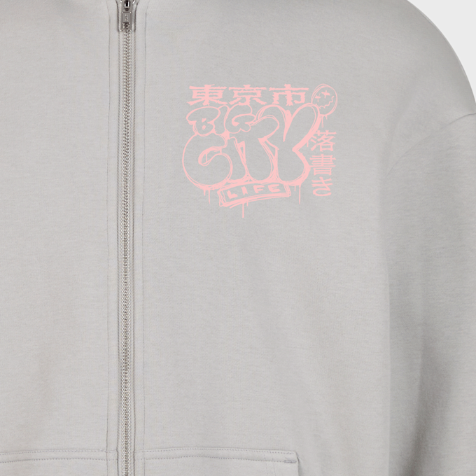 Mister Tee Tokyo City Life Fluffy Zip Hoody grau 97791 4
