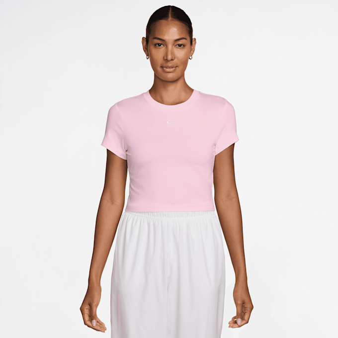 Nike   Sportswear Chill Knit Cropped T-Shirt różowy 97983 1