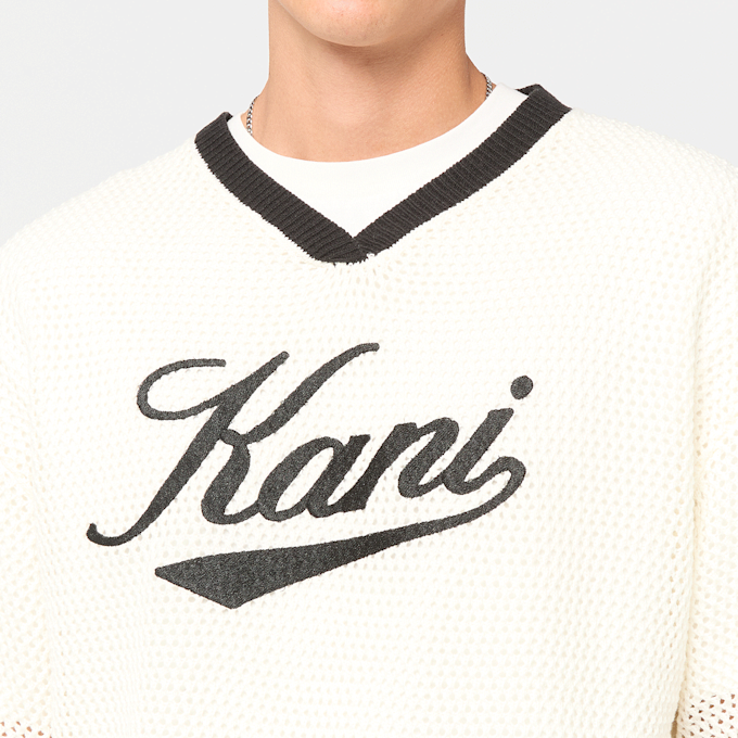 Karl Kani Cursive Varsity Crochet Boxy T-Shirt bege 98824 3