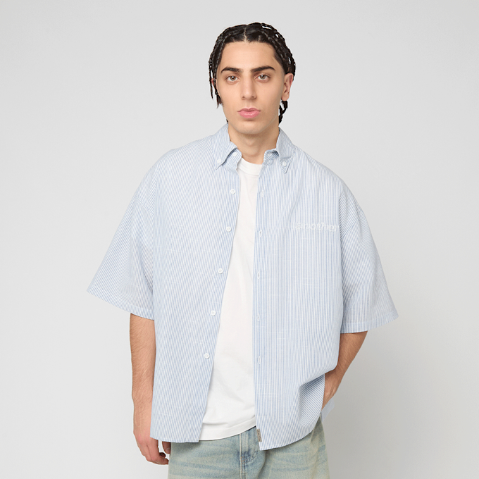 Another Cotton Lab The Short Sleeve Shirt bleu 98868 1