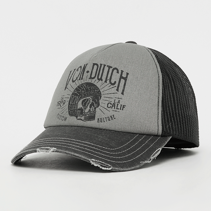 Von Dutch Originals Distressed Trucker Cap Ride On The Storm cinzento 99014 1